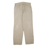 CARHARTT Mens Cotton Blend Beige Regular Fit Straight Leg Trousers W36 L34