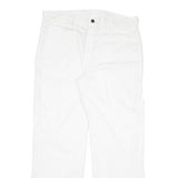 DICKIES Mens White Cotton Blend Regular Straight Trousers W34 L29 Workwear Zip