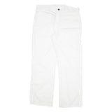 DICKIES Mens White Cotton Blend Regular Straight Trousers W34 L29 Workwear Zip