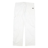 DICKIES Mens White Cotton Blend Regular Straight Trousers W34 L29 Workwear Zip