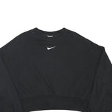 NIKE Womens Black Crew Neck XS Cotton Blend Sweatshirt Pullover Crop Top