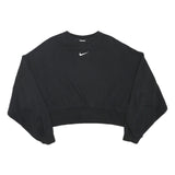 NIKE Womens Black Crew Neck XS Cotton Blend Sweatshirt Pullover Crop Top