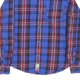 TIMBERLAND Mens Blue & Maroon Check Shirt XS Long Sleeve Casual Cotton Blend