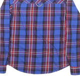 TIMBERLAND Mens Blue & Maroon Check Shirt XS Long Sleeve Casual Cotton Blend