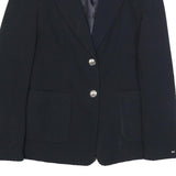 TOMMY HILFIGER Womens Black Classic Jacket UK 8 Polyester Blend Button Plain