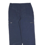 GREENVILLAGE Womens Regular Navy Blue Trousers W32 L32 Zip Pocketed Polyester