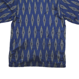 GEGO Mens Blue Pattern Shirt L Polycotton Short Sleeve Lightweight Casual
