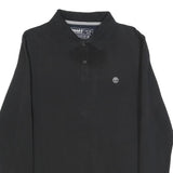 TIMBERLAND Mens Black Long Sleeve Polo Shirt M Cotton Blend Classic