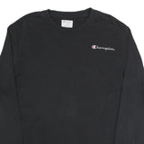 CHAMPION Mens Black Sweatshirt Crew Neck L Cotton Blend Pullover Casual