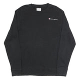 CHAMPION Mens Black Sweatshirt Crew Neck L Cotton Blend Pullover Casual