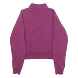 CHAMPION Womens Purple 1/4 Zip XS Cotton Sweatshirt Logo Sleeve Varsity Style