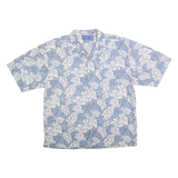 OP Mens Blue & White Hawaiian Shirt XL Leaf Print Summer Casual Button-Up