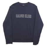 CALVIN KLEIN Mens Navy Blue Sweatshirt Crew Neck M Logo Print