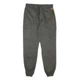 Mens Relaxed Fit Cotton Blend Grey Drawstring Cargo Trousers W30 L27 Casual