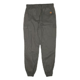 Mens Relaxed Fit Cotton Blend Grey Drawstring Cargo Trousers W30 L27 Casual