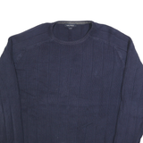 NAUTICA Mens Blue Patterned Cotton Jumper Crew Neck Basic Knit XL Classic