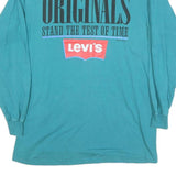 LEVI'S Mens Blue Long Sleeve T-Shirt Crew Neck Originals Graphic M Cotton Blend