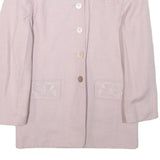 Womens Pale Pink Linen Blend Button Jacket UK 10 Plain Classic Long Sleeve