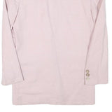 Womens Pale Pink Linen Blend Button Jacket UK 10 Plain Classic Long Sleeve