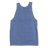ROUTE 66 Womens Blue Denim Pinafore Dress Cotton Blend Sleeveless L Floral