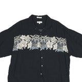 PIERRE CARDIN Mens Black Shirt 2XL Rayon Hawaiian Floral Summer Casual Relaxed