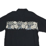 PIERRE CARDIN Mens Black Shirt 2XL Rayon Hawaiian Floral Summer Casual Relaxed
