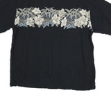 PIERRE CARDIN Mens Black Shirt 2XL Rayon Hawaiian Floral Summer Casual Relaxed