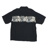 PIERRE CARDIN Mens Black Shirt 2XL Rayon Hawaiian Floral Summer Casual Relaxed