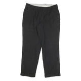 Mens Wool Black Regular Fit Straight Trousers W32 L27 Classic Formal Zip