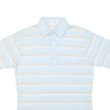 CHRISTIAN DIOR Mens Blue & Cream Striped Short Sleeve Polo Shirt M Cotton Blend