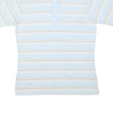 CHRISTIAN DIOR Mens Blue & Cream Striped Short Sleeve Polo Shirt M Cotton Blend