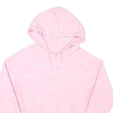 CHAMPION Womens Pink Cotton Blend All Over Logo Pullover Hoodie M