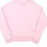 CHAMPION Womens Pink Cotton Blend All Over Logo Pullover Hoodie M