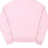 CHAMPION Womens Pink Cotton Blend All Over Logo Pullover Hoodie M
