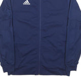 ADIDAS Mens Navy Blue Track Jacket L Polyester Blend Plain Zip Athletic
