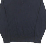 NAUTICA Mens Navy Plain Cotton Blend Pullover Jumper M Casual Quarter Zip