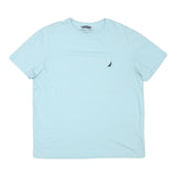 NAUTICA Mens Light Blue Classic Cotton Blend Crew Neck T-Shirt L Casual Wear