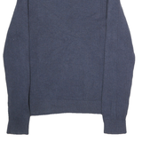 CALVIN KLEIN Mens Blue Plain Pullover Roll Neck Basic Knit L Cotton Jumper