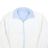 Womens White & Light Blue Reversible Zip Polyester Blend Jacket L Plain Casual