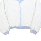 Womens White & Light Blue Reversible Zip Polyester Blend Jacket L Plain Casual