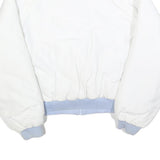 Womens White & Light Blue Reversible Zip Polyester Blend Jacket L Plain Casual