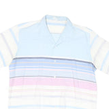 Mens Blue & White Stripe Cotton Blend Shirt M Casual Summer Button-Up