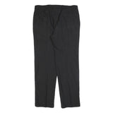 DECISION Mens Wool Blend Black Relaxed Straight Trousers W38 L34 Formal Smart