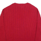 CHAPS Mens Red Cable Knit Crew Neck Jumper XL Cotton Classic