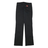 DICKIES Womens Black Regular Fit Straight Leg Trousers W27 L30 Cotton Blend Zip