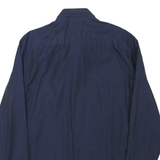 KENZO Mens Blue Plain Shirt M Cotton Blend Long Sleeve Button Closure