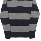 POLO RALPH LAUREN Boys Navy & Grey Striped Pattern Jumper Half Zip Crew Neck