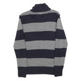 POLO RALPH LAUREN Boys Navy & Grey Striped Pattern Jumper Half Zip Crew Neck