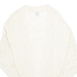 ZEBRA Womens Cream Plain Open Front Jumper Basic Knit S Lightweight Acrylic