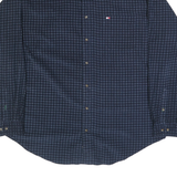 TOMMY HILFIGER Mens Blue Check Shirt XL Cotton Classic Button Down Casual